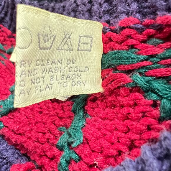 Vintage The Eagle Eye Cottagecore Shetland Cardigan Sweater Patchwork Medium - Picture 10 of 10